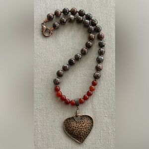 20-1/2 inch Leopard Skin Gemstone bead Necklace NWOT